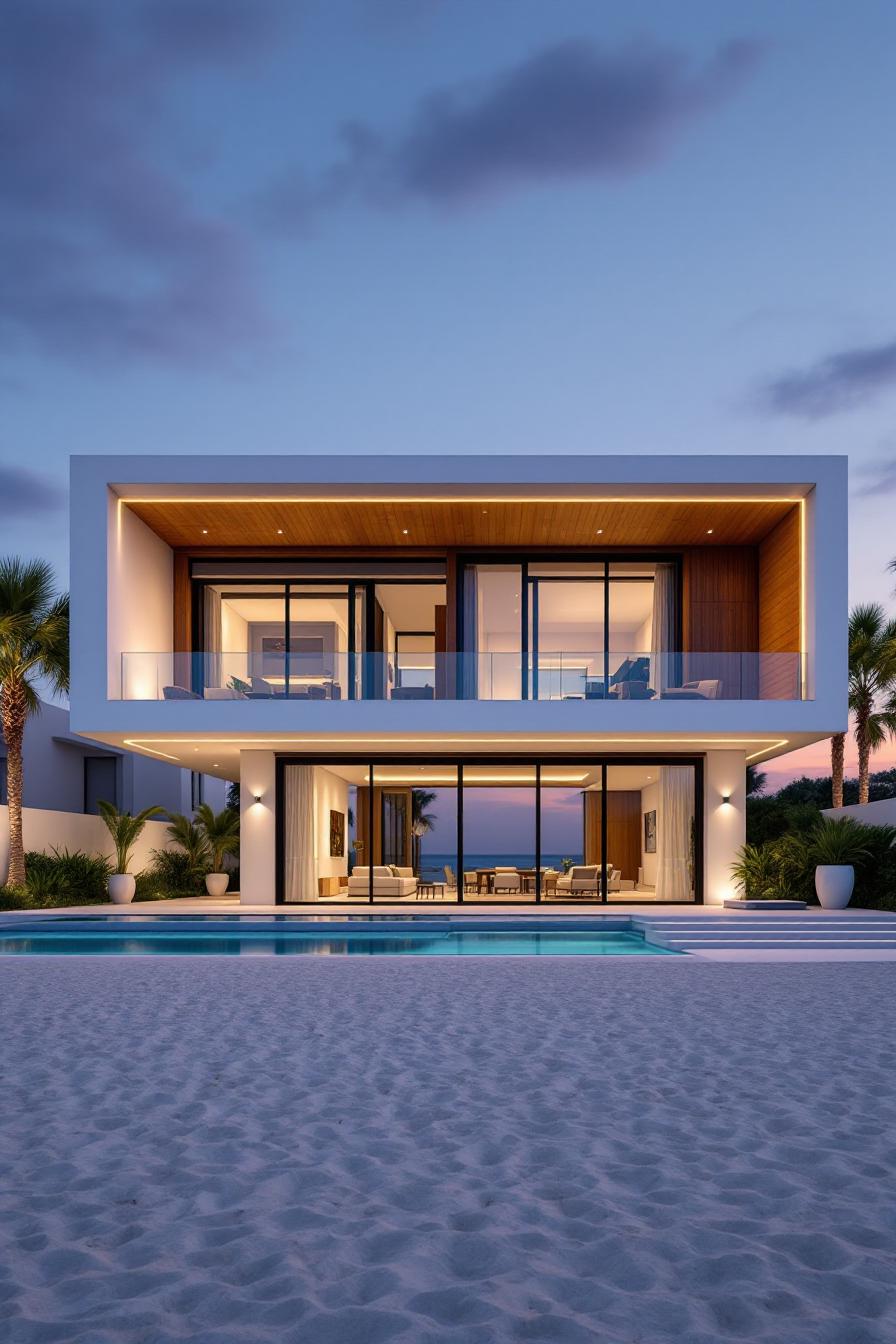 Modern beachfront house with pool and ocean view