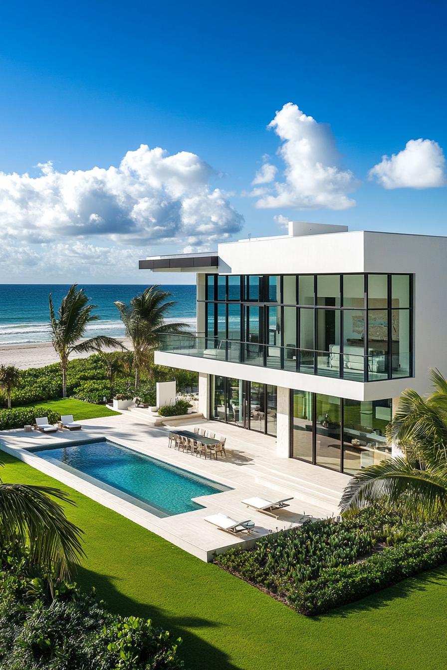 Contemporary beachfront house with pool