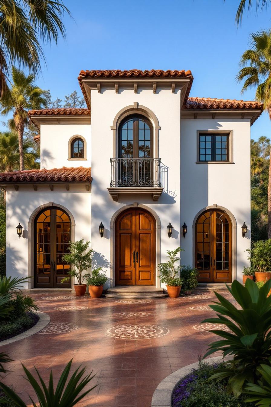 Mediterranean villa with terracotta roof and lush garden