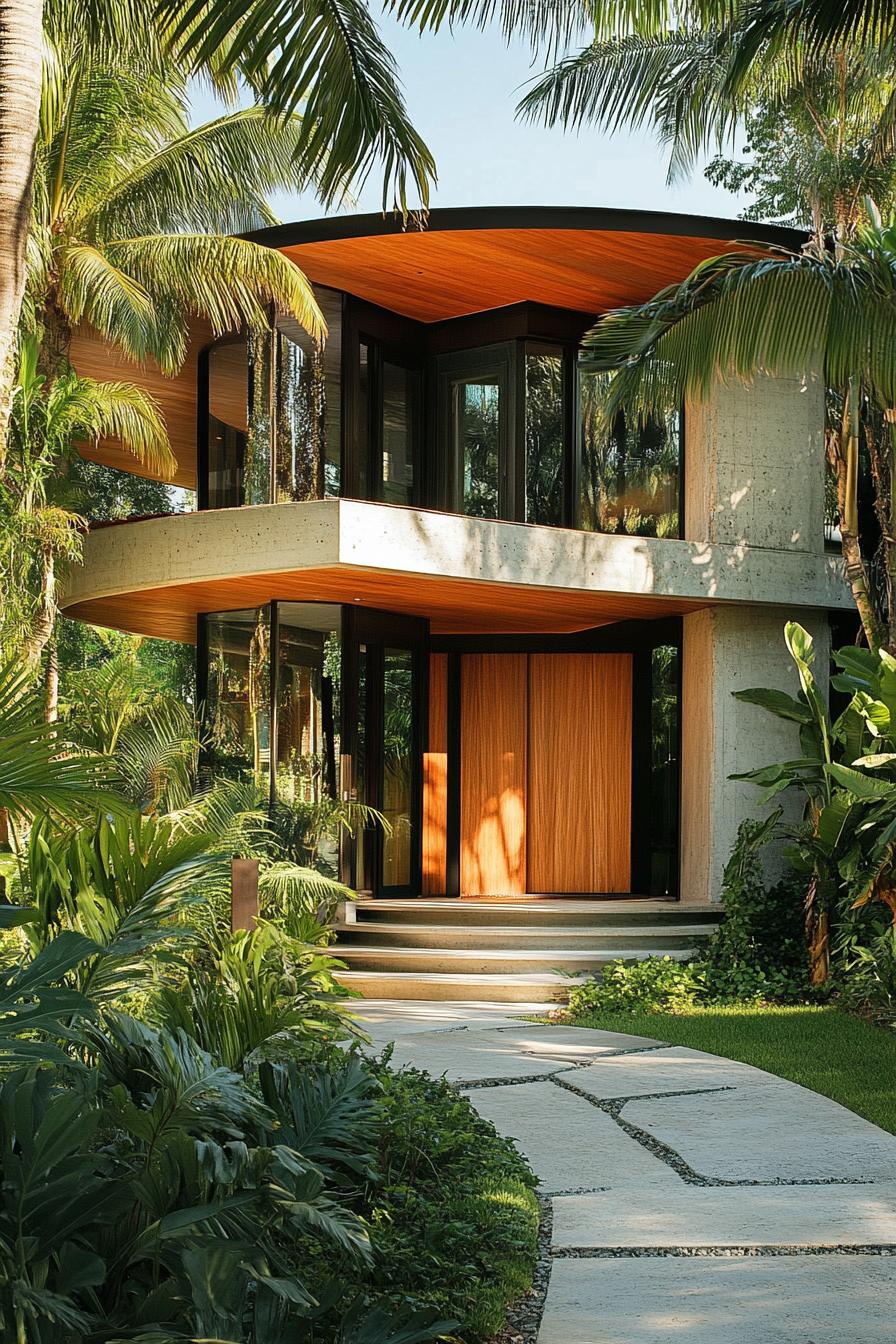 Modern tropical house with lush greenery