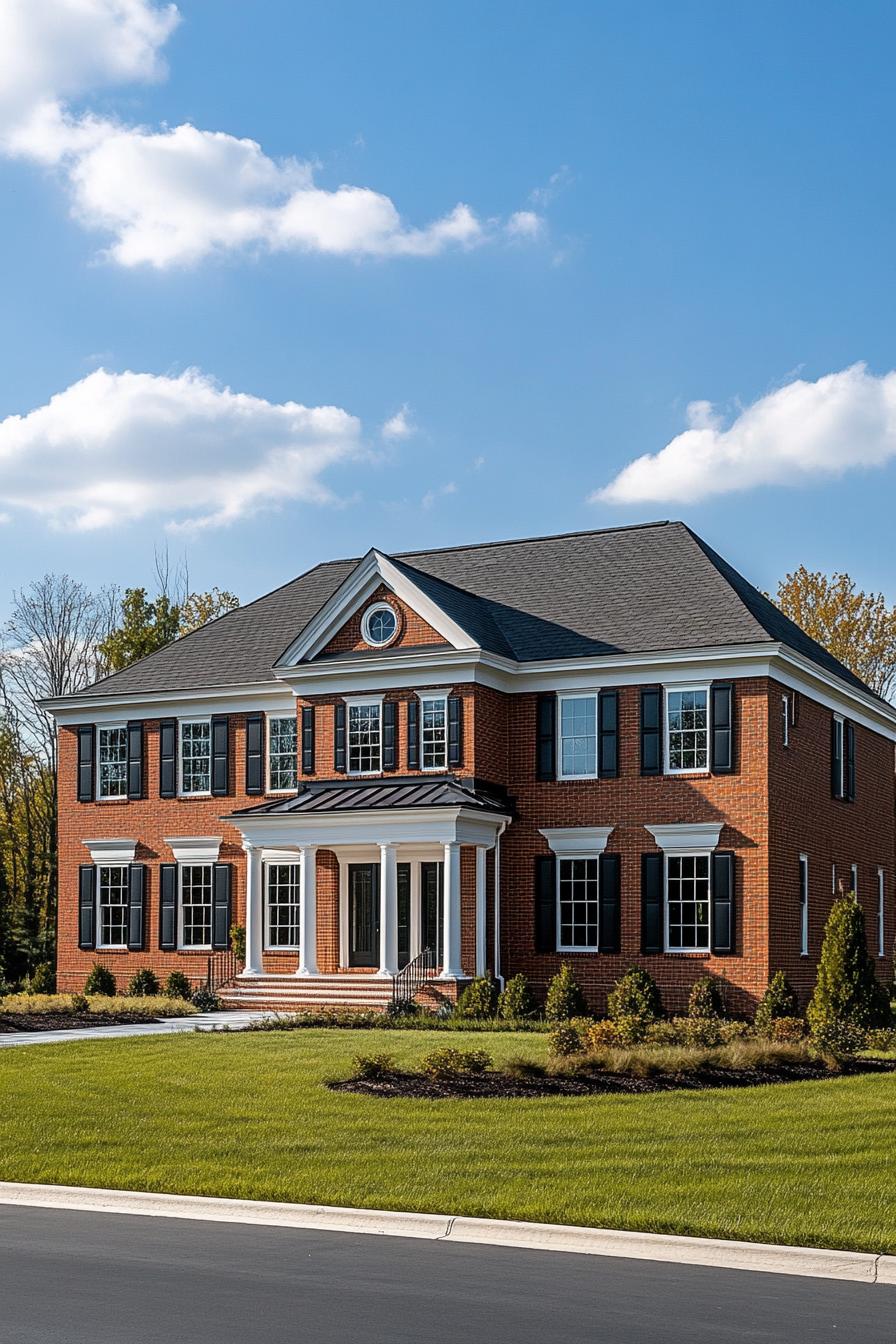 Charming Georgian home with red brick and black shutters