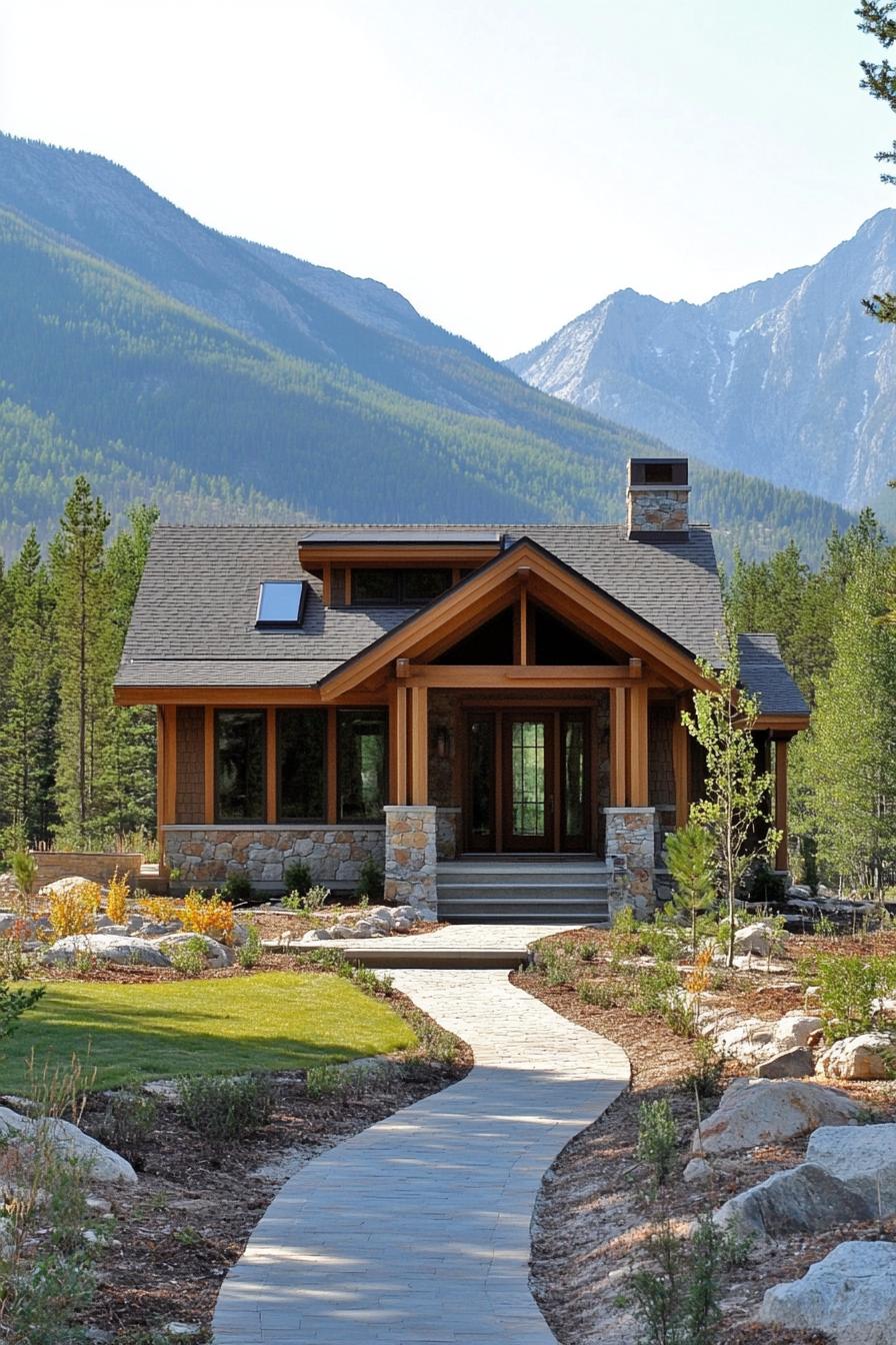 Stylish mountain house with stone and timber accents