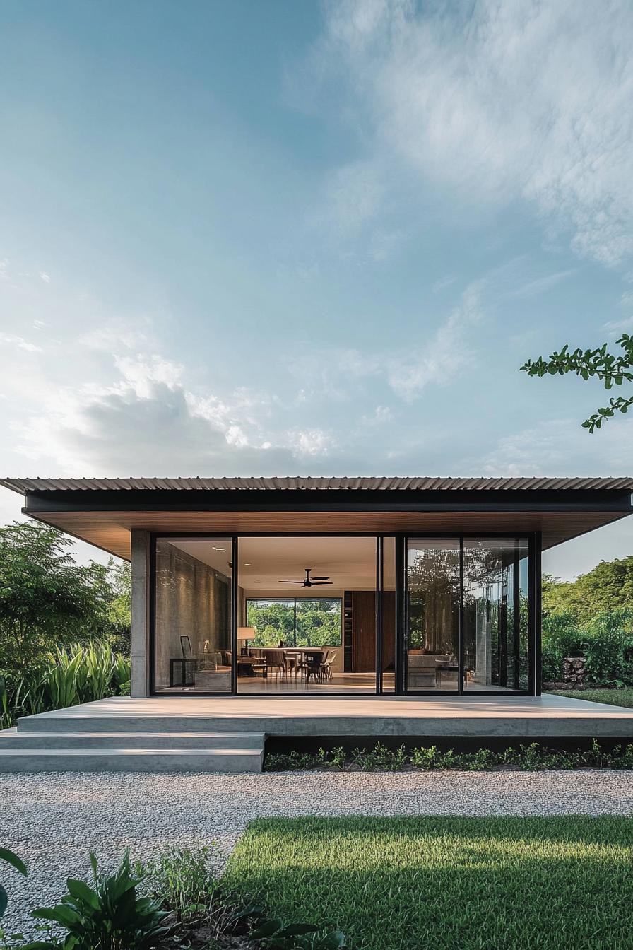 Modern Thai house with floor-to-ceiling windows