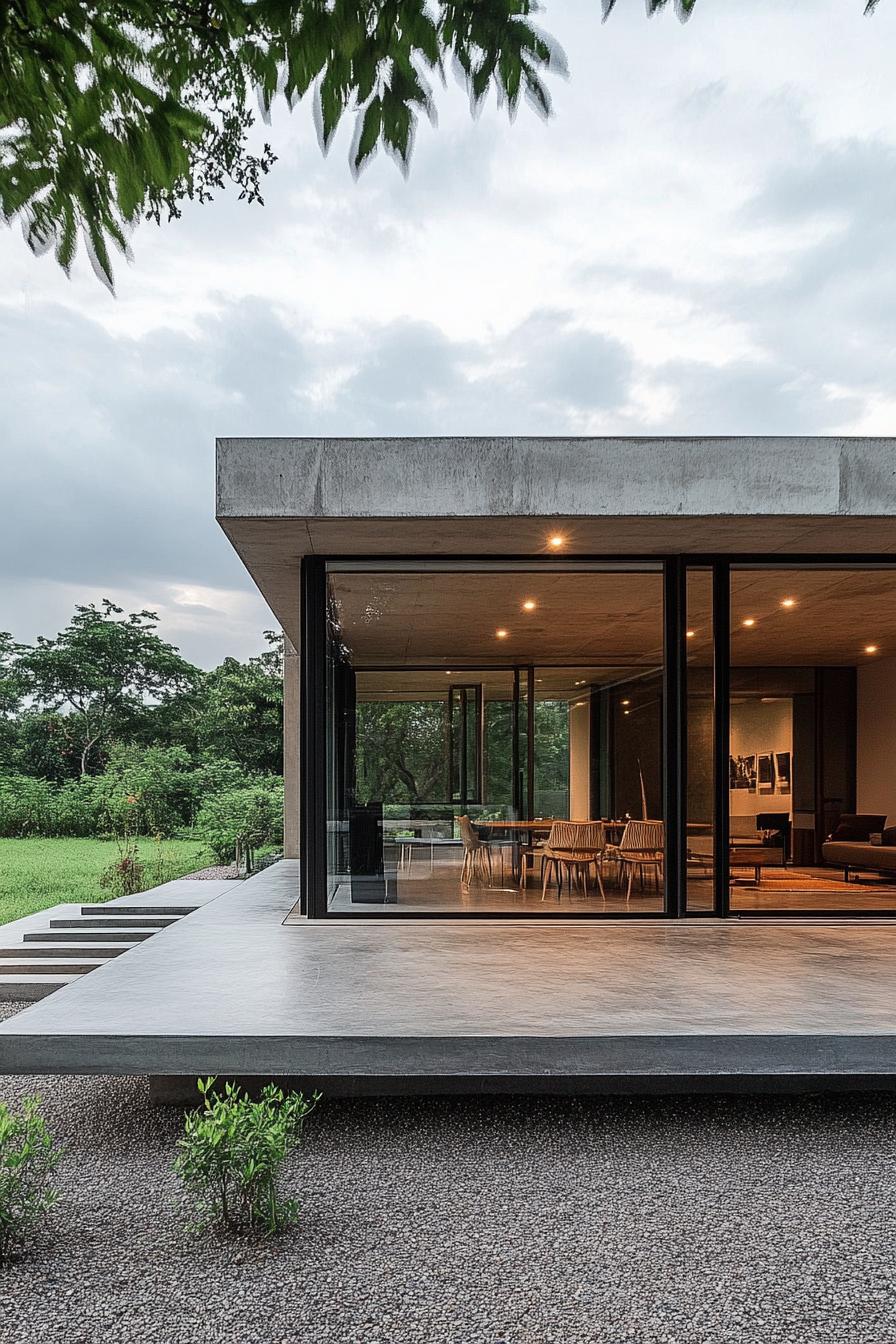 Modern Thai house with large glass windows and sleek design