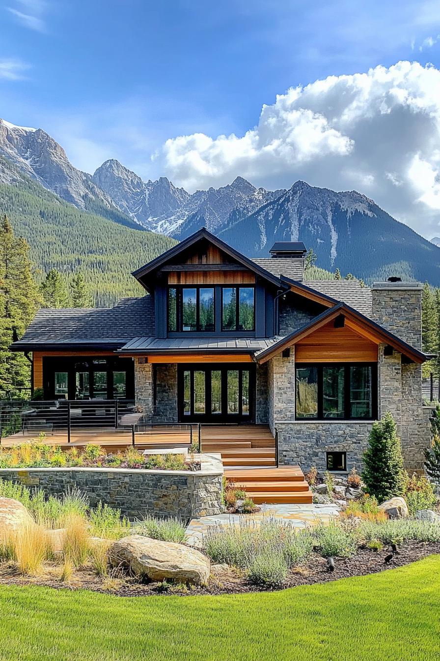 Charming crafted house with mountain backdrop