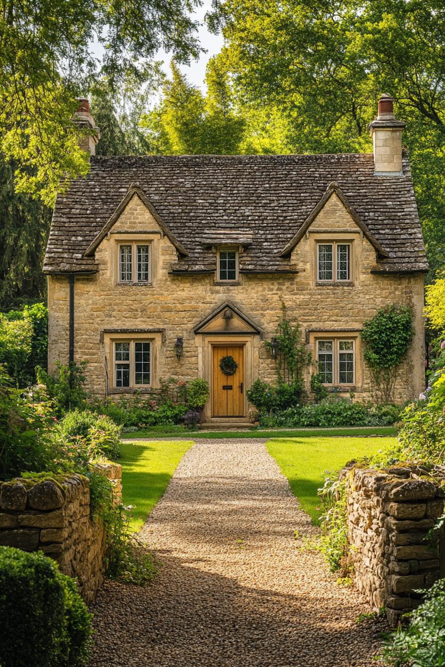 Charming stone cottage with lush surroundings