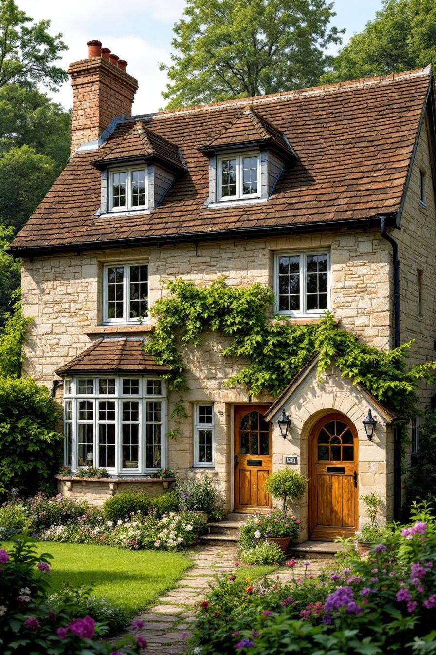 Delightful stone cottage wrapped in greenery