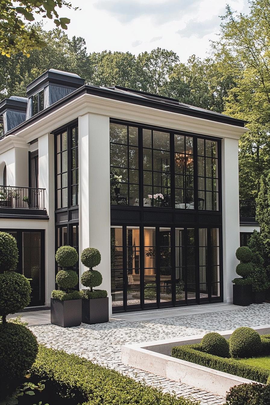 Contemporary French home with large glass windows