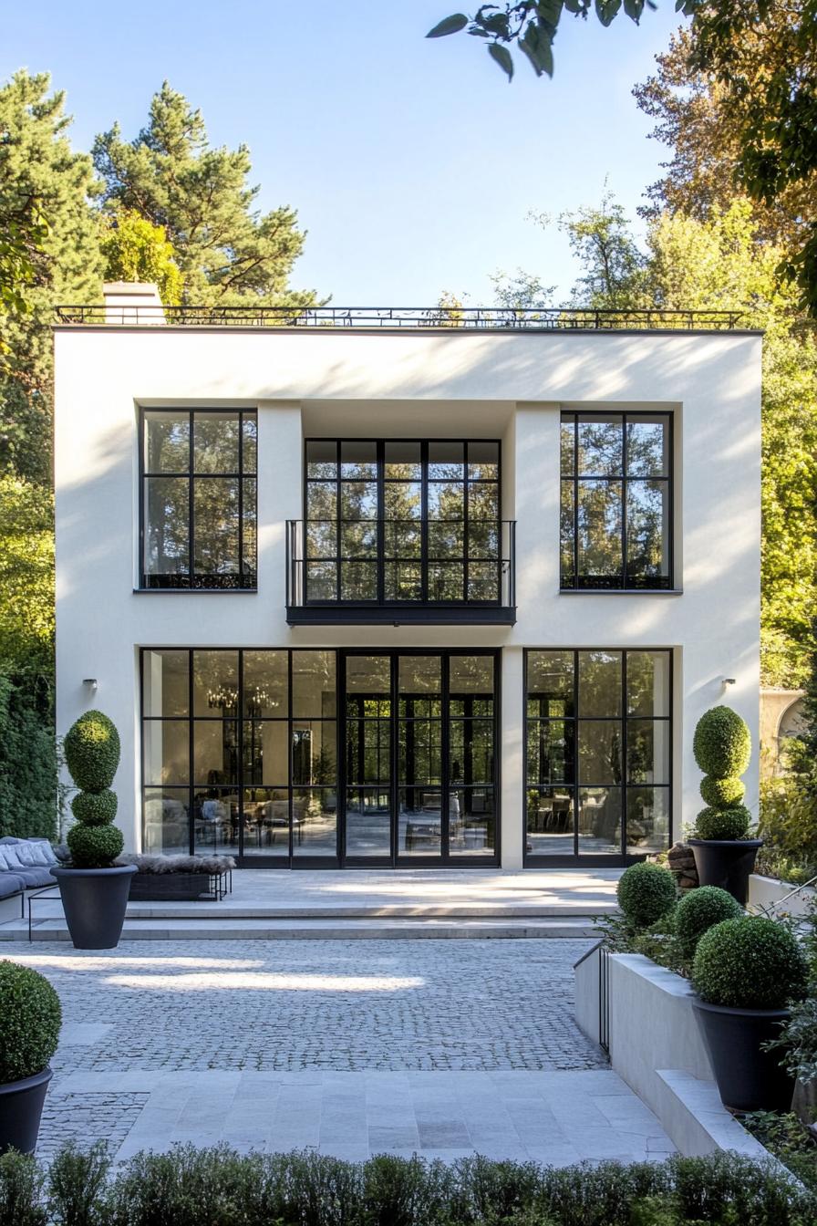 Modern French home with large glass windows