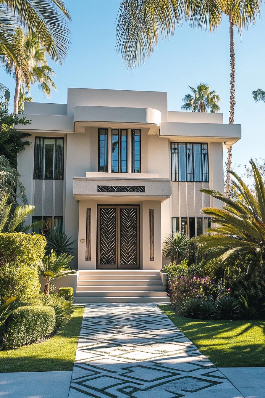 A grand Art Deco house with geometric designs