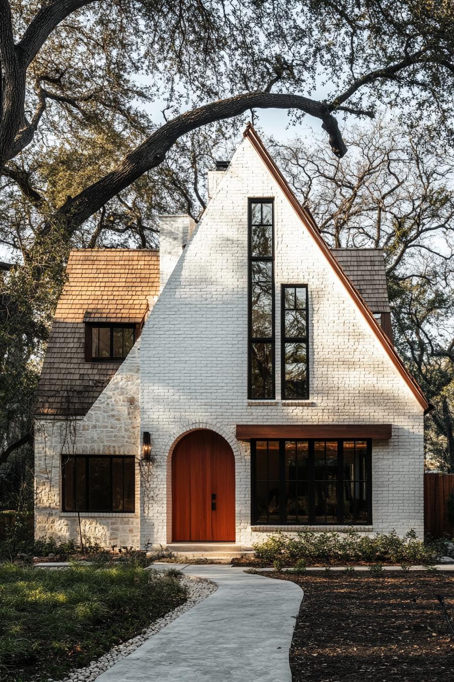 Charming Tudor home with timber framing and a steep gable roof