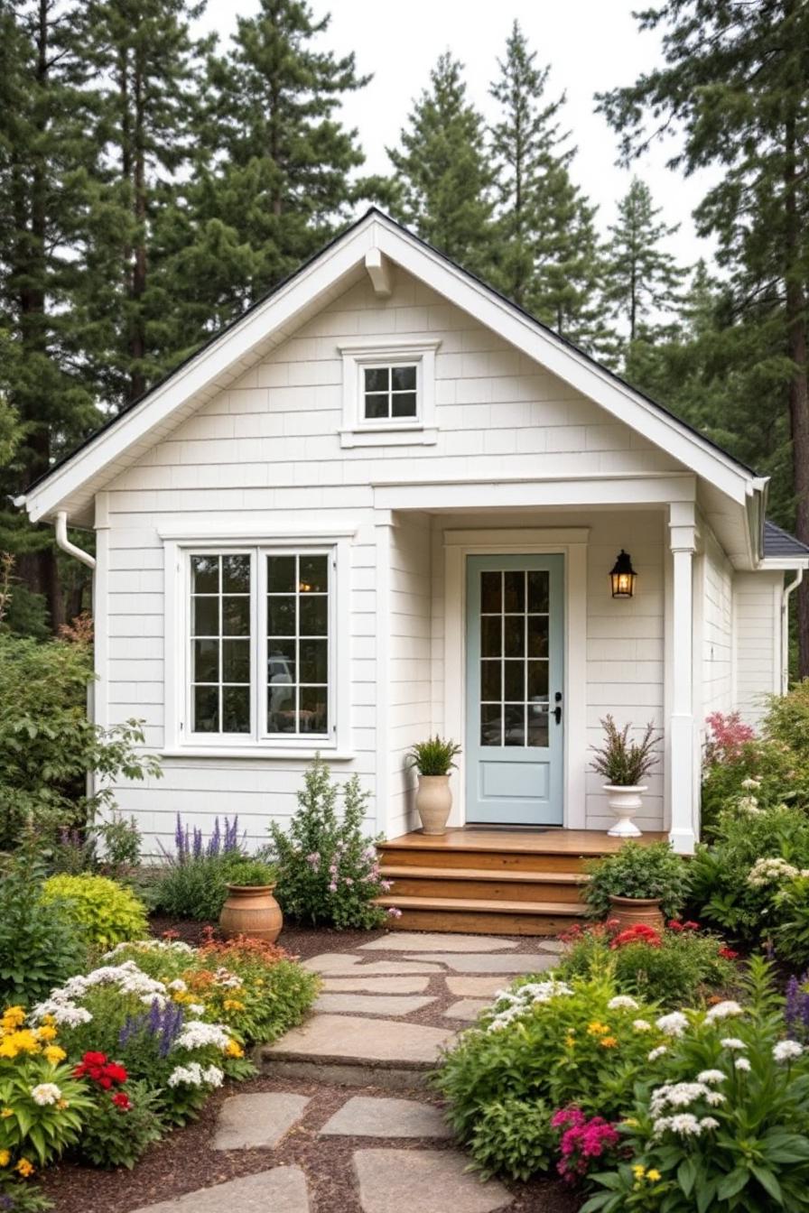 Cute cottage with colorful garden path