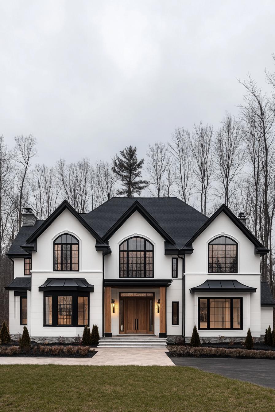 Contemporary white home with striking black detailing