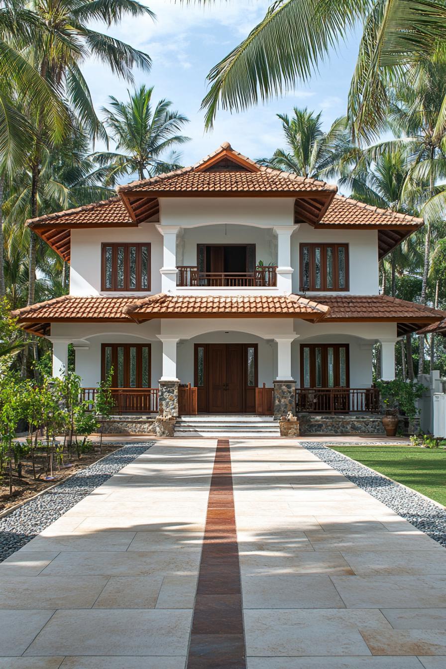 Charming Kerala house flanked by palm trees