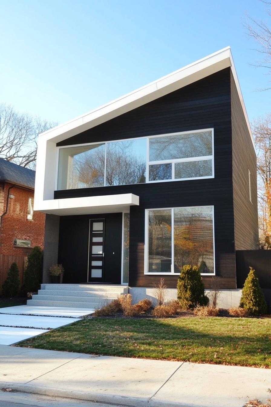 Modern house with a skillion roof and large windows