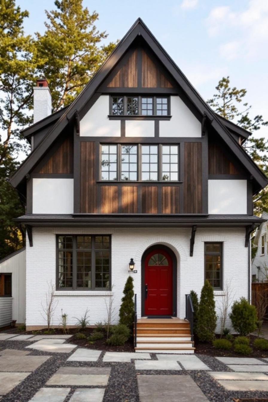 Modern Tudor Cottage with Red Door