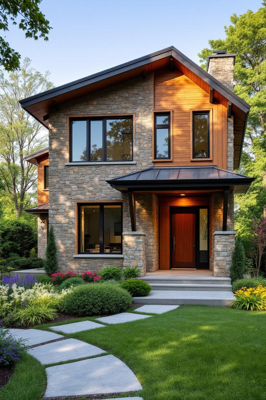 Charming stone cottage with large wooden windows