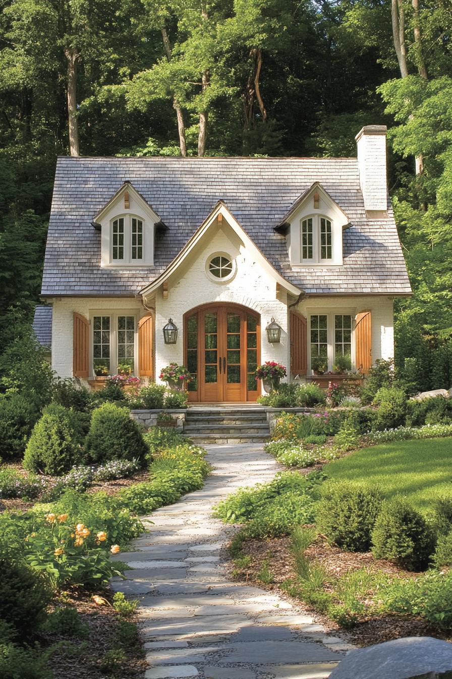 Charming cottage surrounded by lush greenery