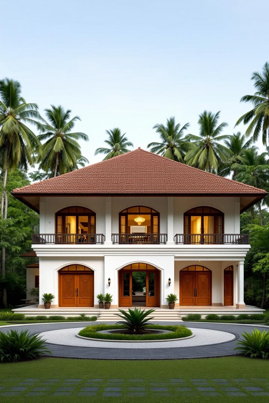 Elegant Kerala style house with a lush garden