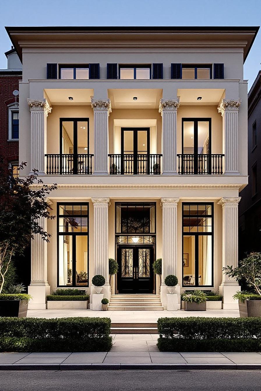 Grand villa with columns and elegant windows