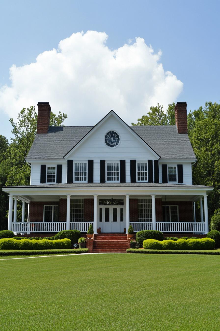 Classic Southern house with a wide porch, columns, and lush lawn