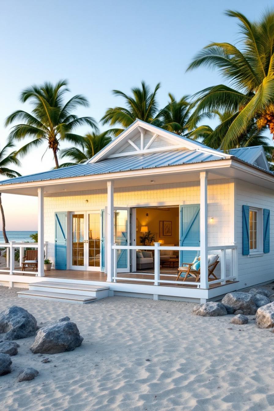 Charming beachfront house with blue shutters