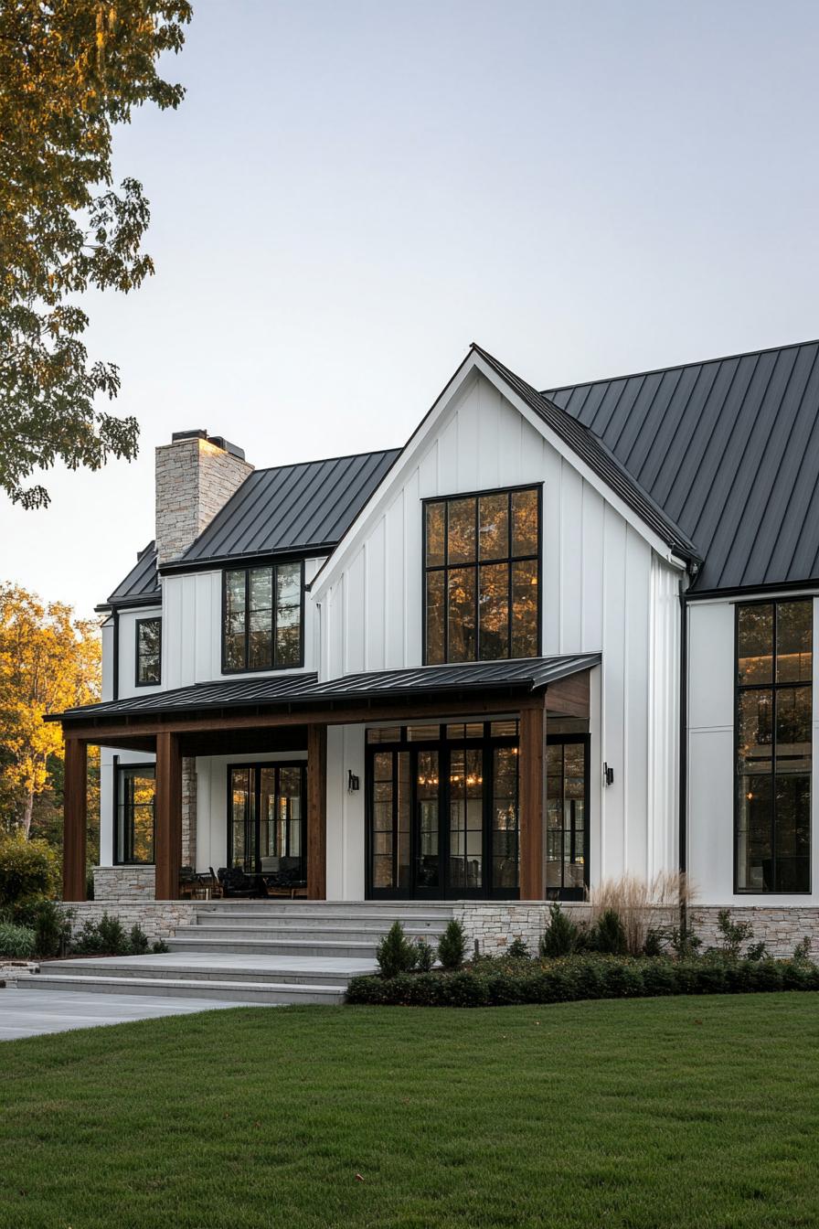 Stylish white house with black trim