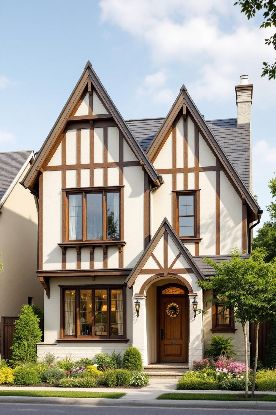 Charming Tudor-style house with timber and stucco detailing