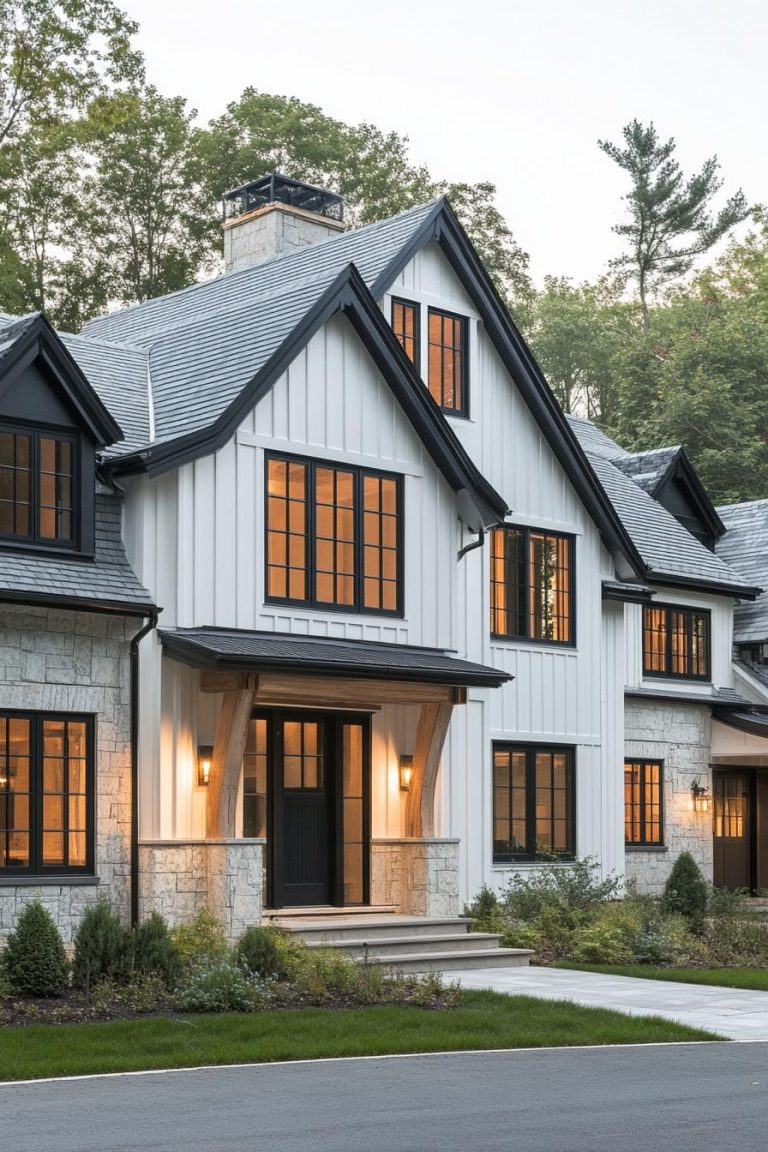 76 White House Designs with Black Trim