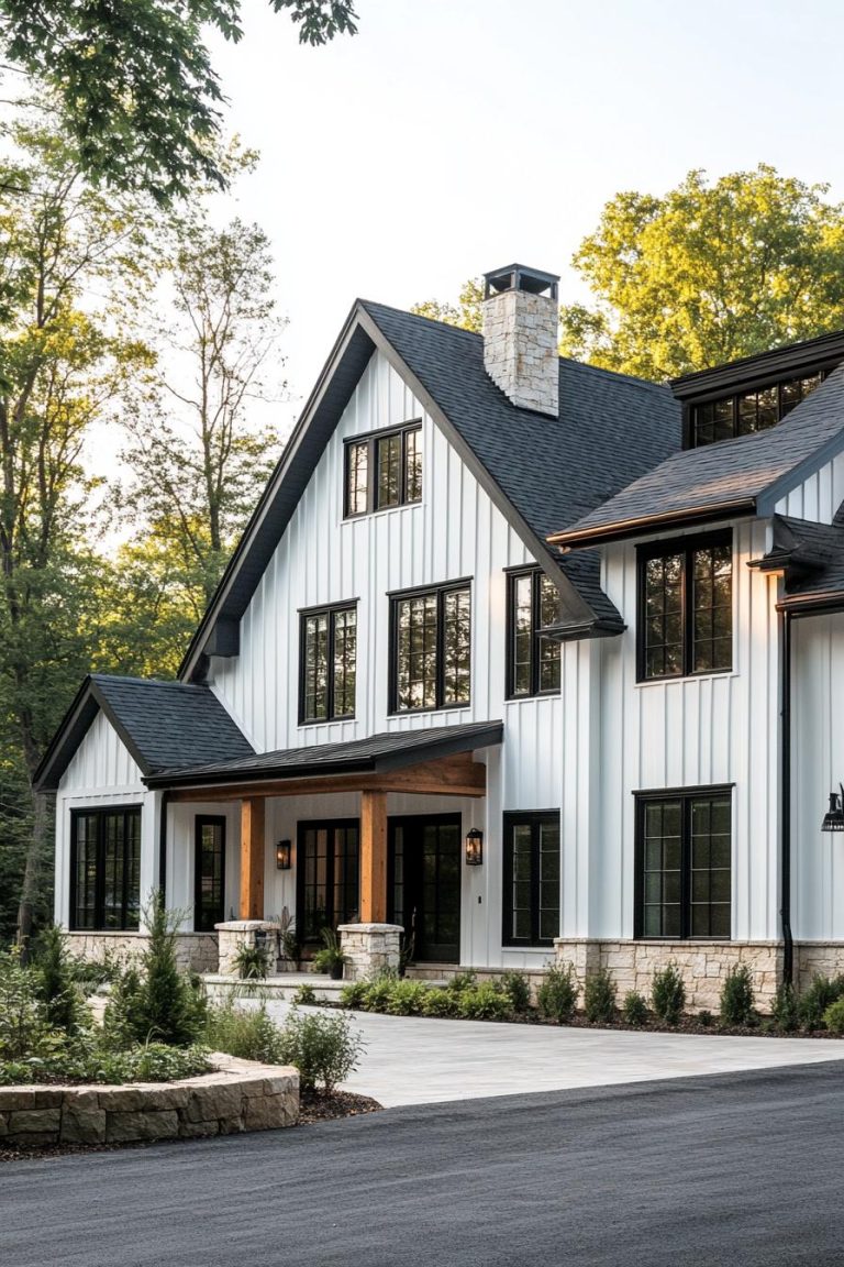 76 White House Designs with Black Trim