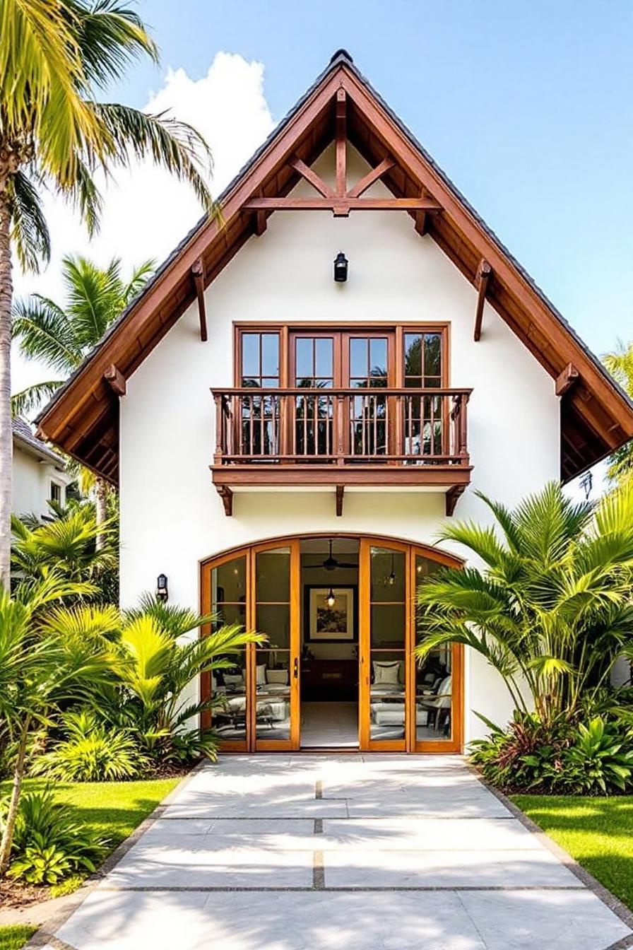 Cozy tropical cottage with wooden accents