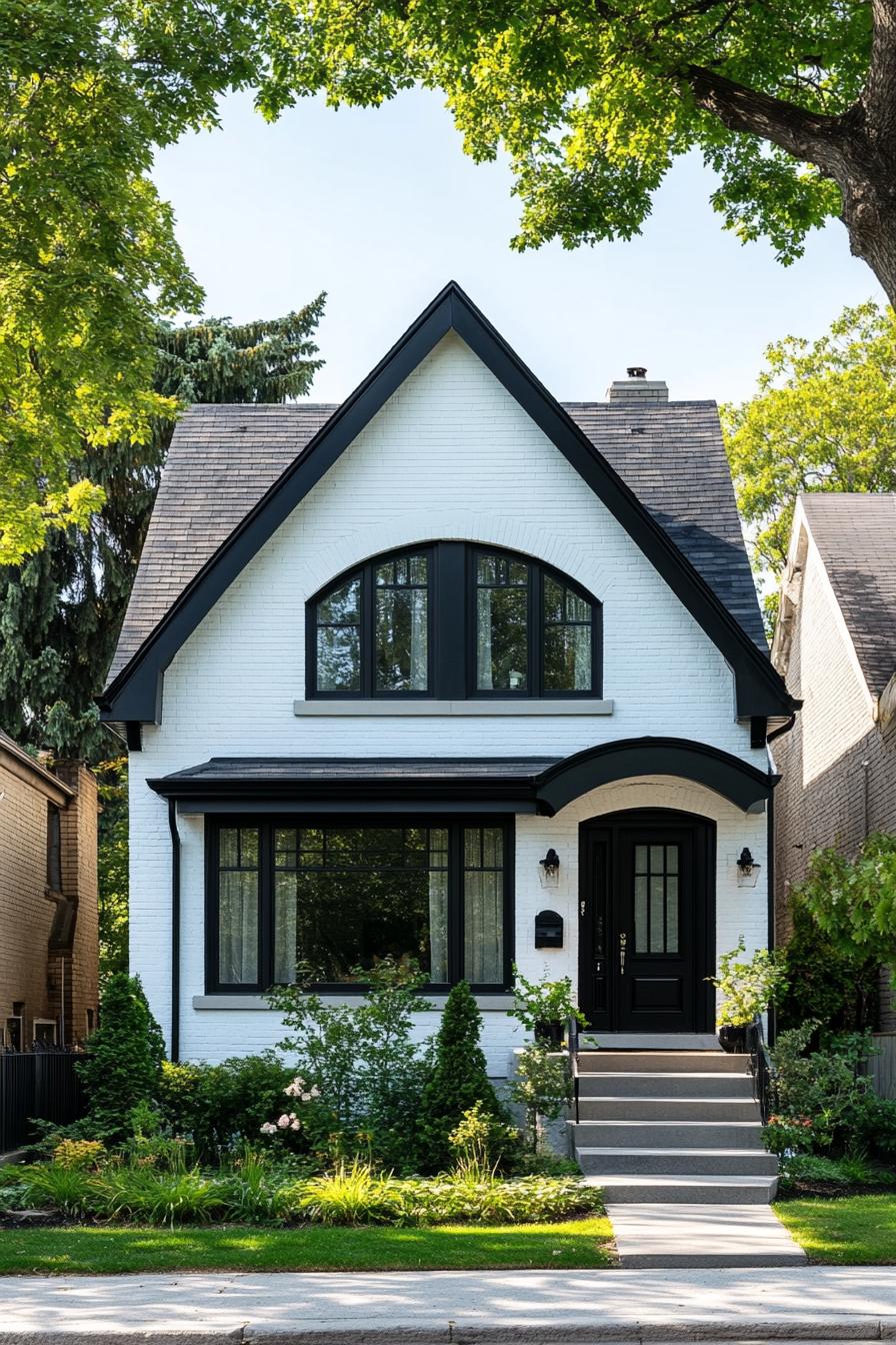 Charming white house with bold black trim