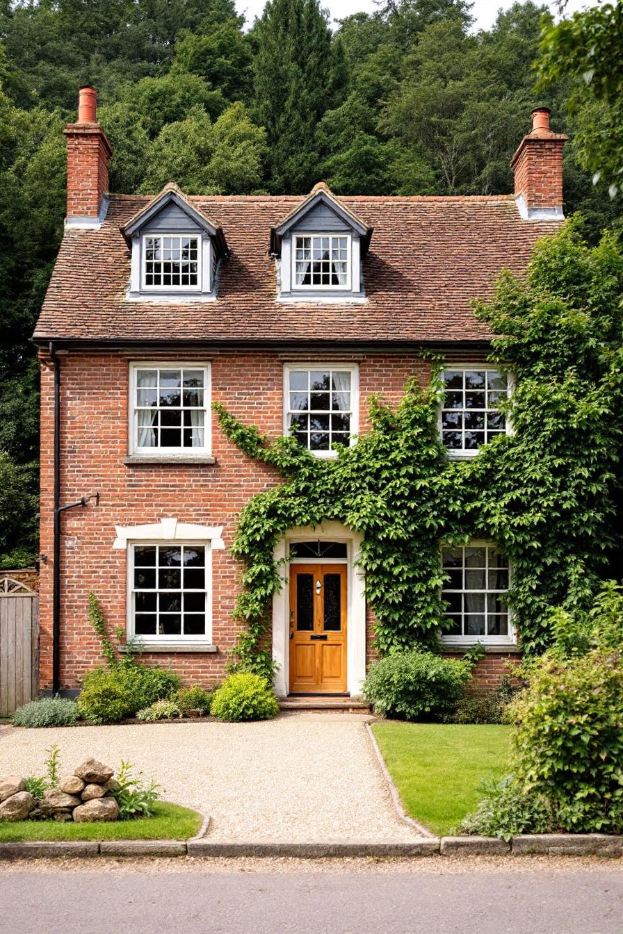 Charming brick cottage with ivy