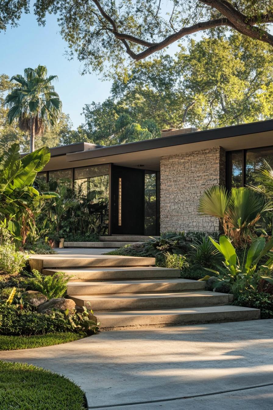 Elegant Mid-Century Home with Stone Facade