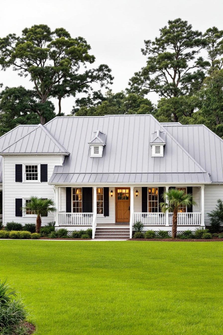 Charming Southern-style house with a large lawn and porch