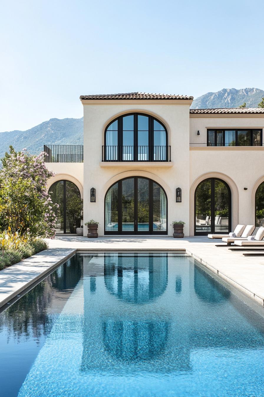 Italian villa with pool and arched windows