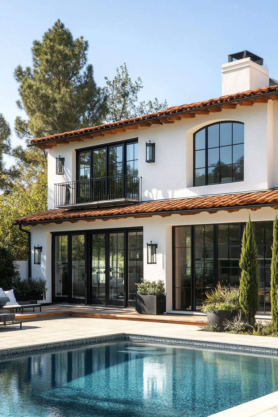 Modern Spanish cottage beside a swimming pool