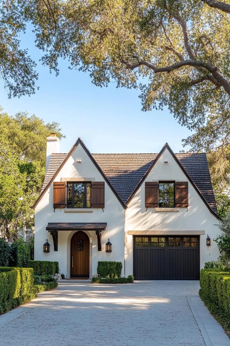 Charming Tudor-style cottage with gabled roof and wood accents