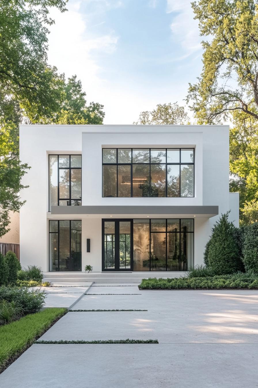 Modern villa with large windows and geometric design