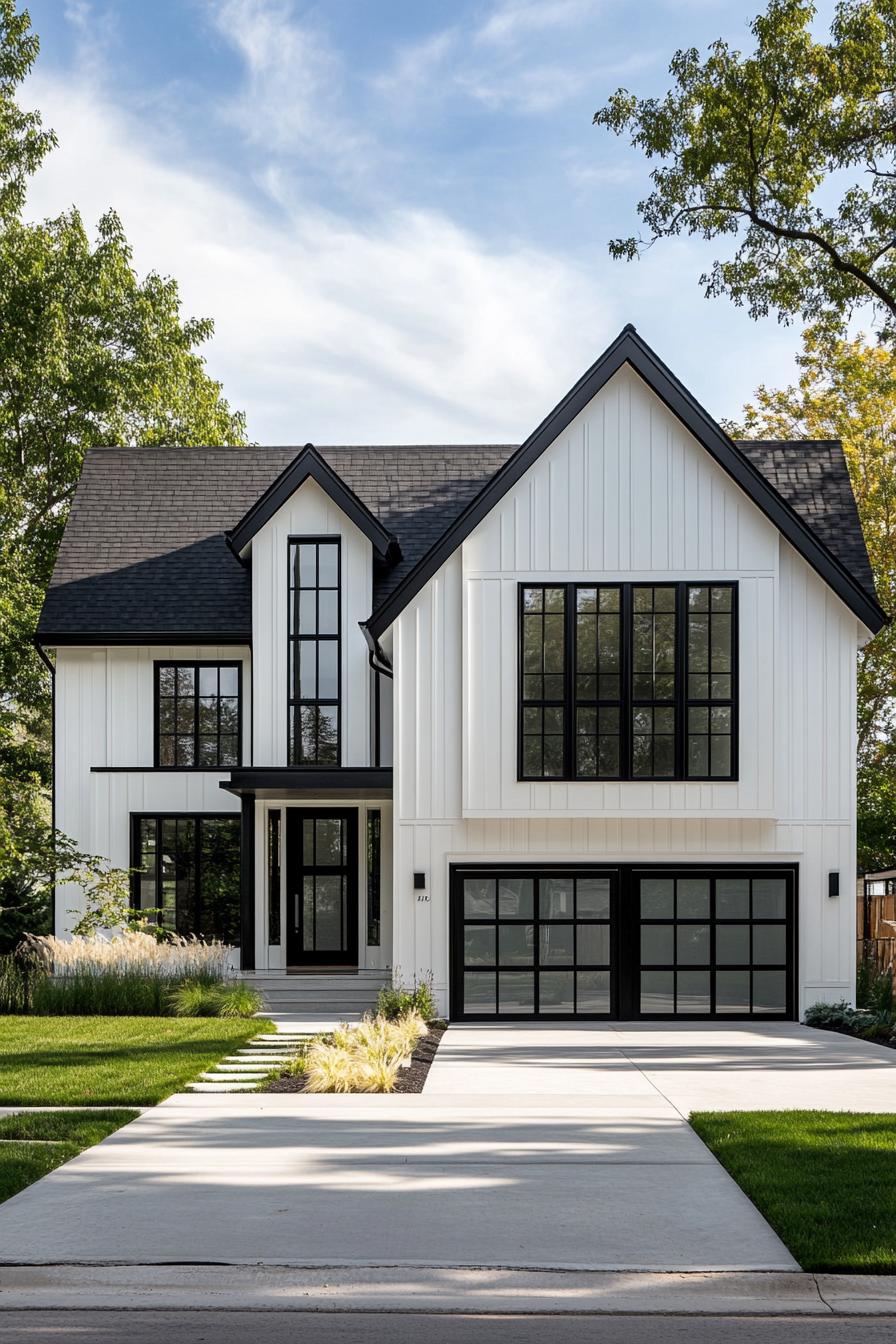 White house with striking black trim