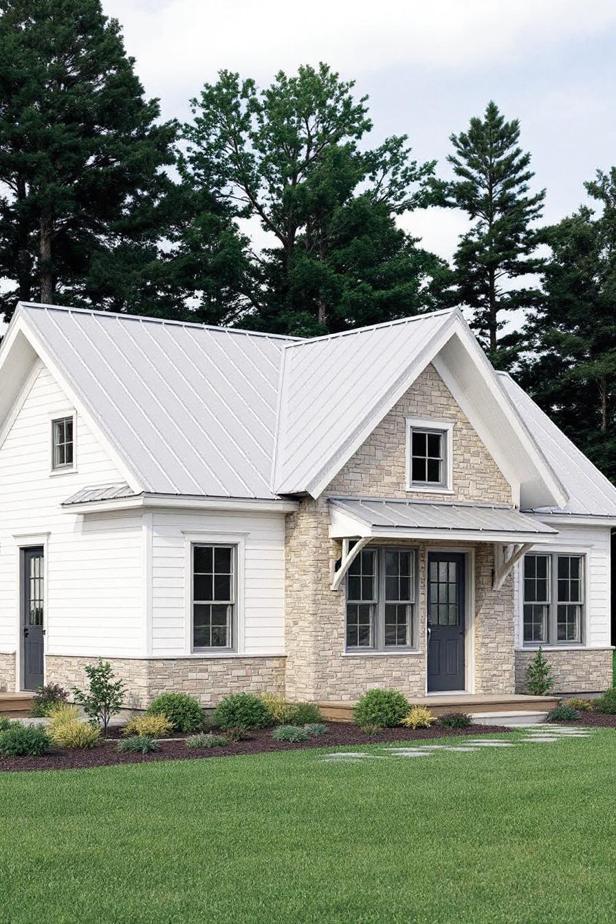 Cozy country cottage with stone accents