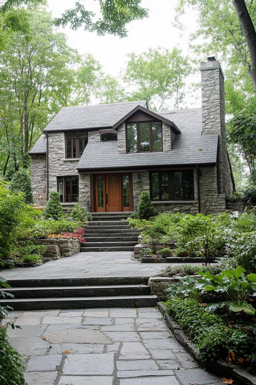 Charming stone cottage nestled in lush greenery