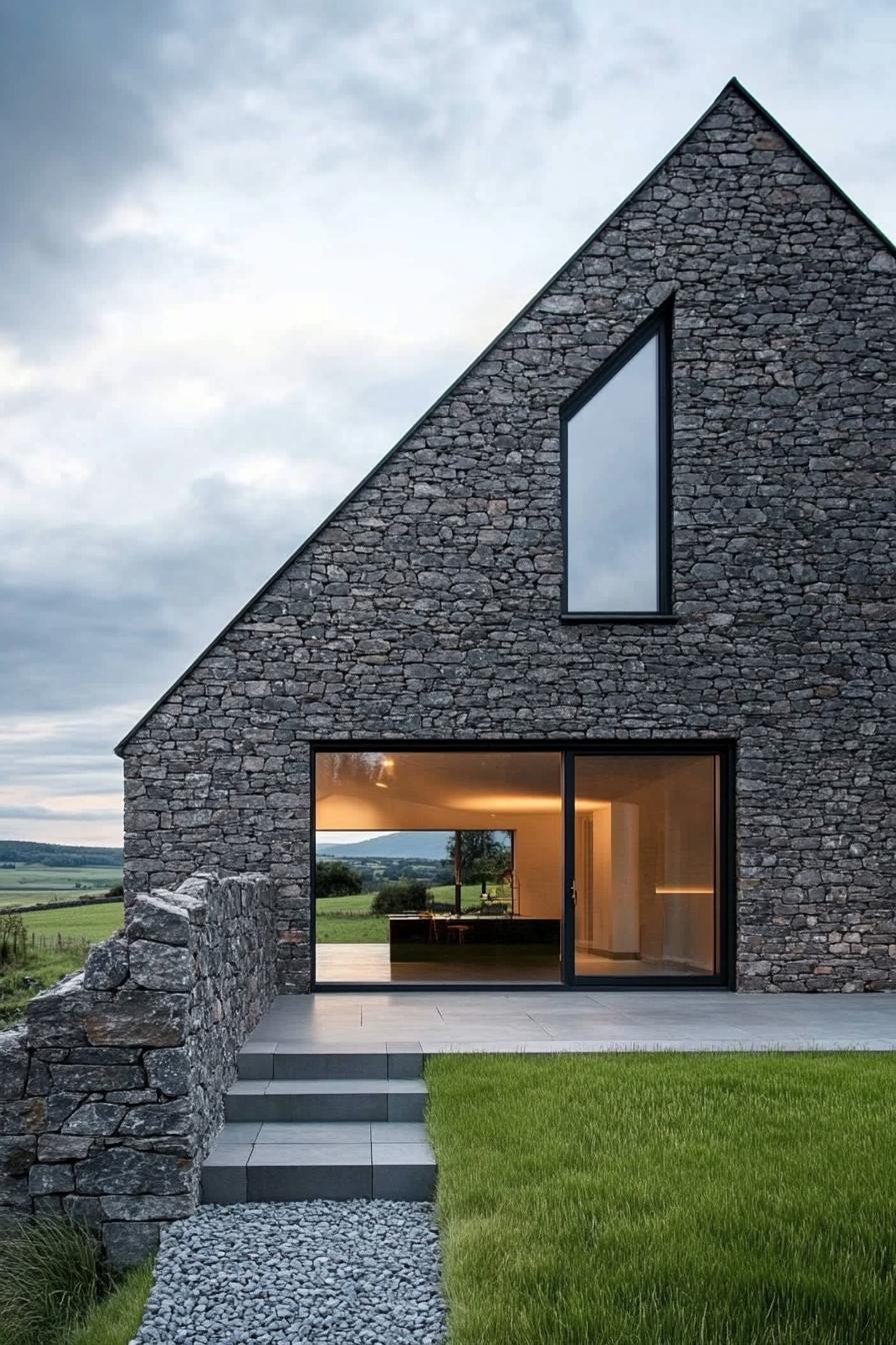 Modern stone cottage with large window