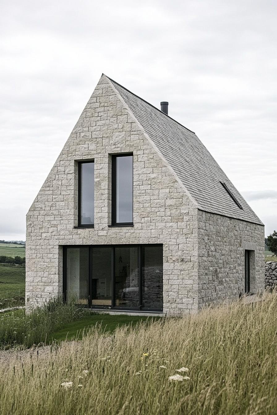 Modern stone cottage with large windows