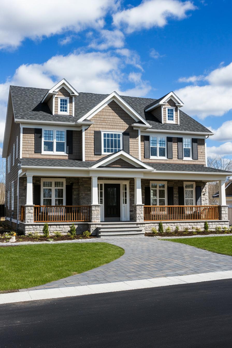 Charming suburban house with a porch