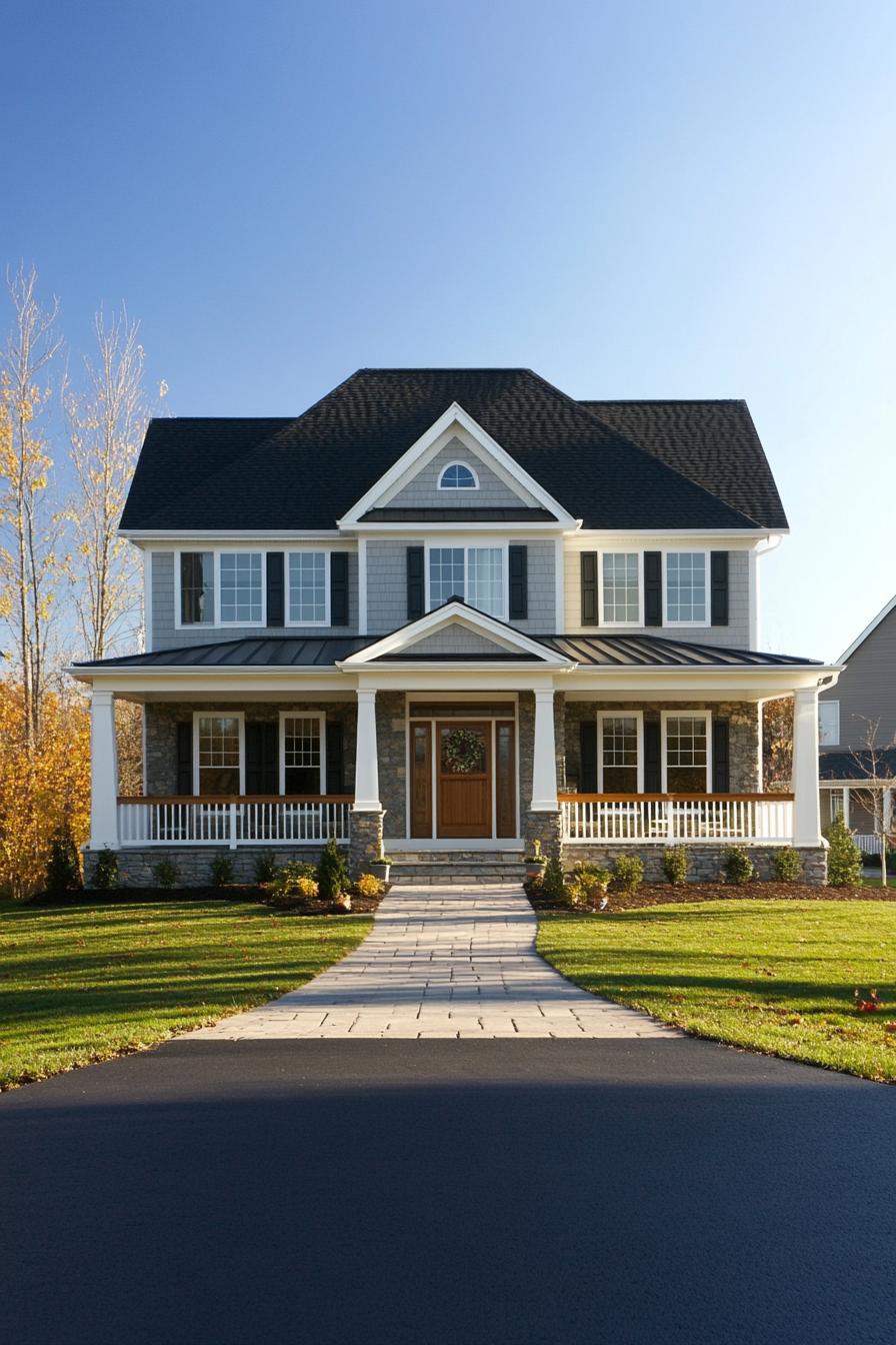 Two-story house with a wide porch and gabled roof