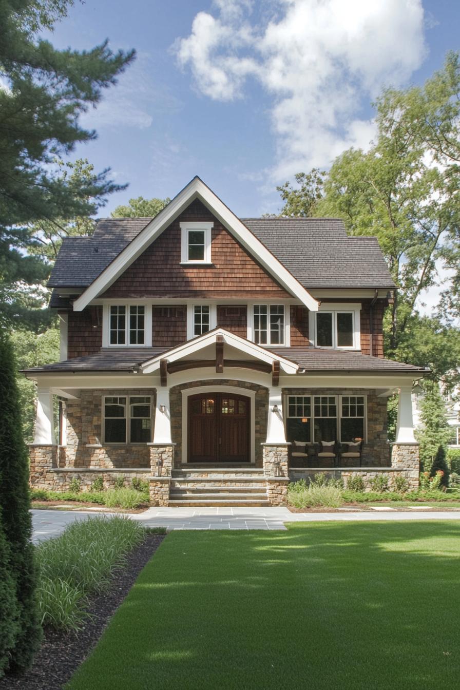 Charming house with a wooden facade and stone accents