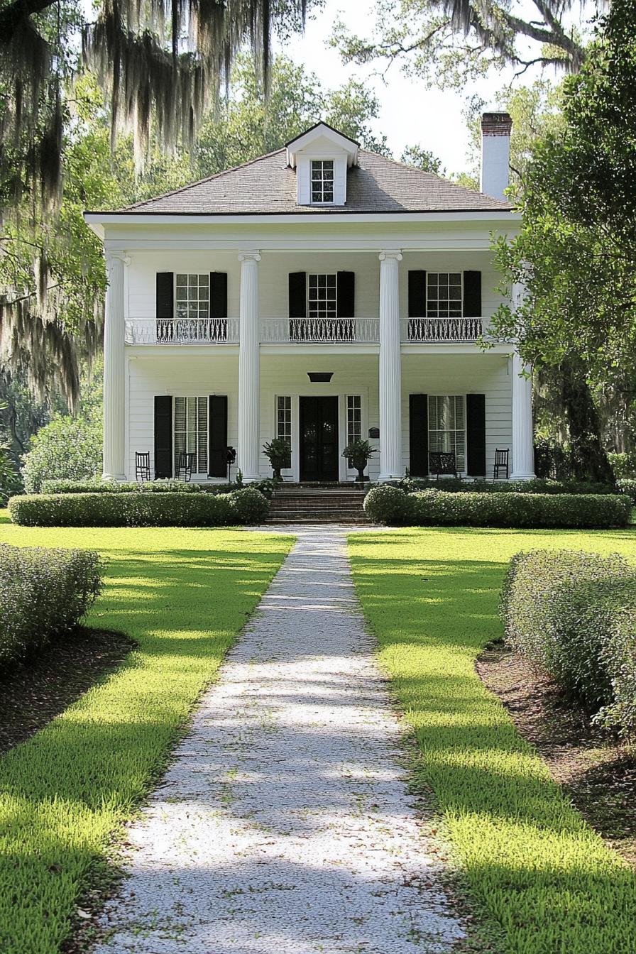 Pathway Leading to a Grand Southern Home with Porch