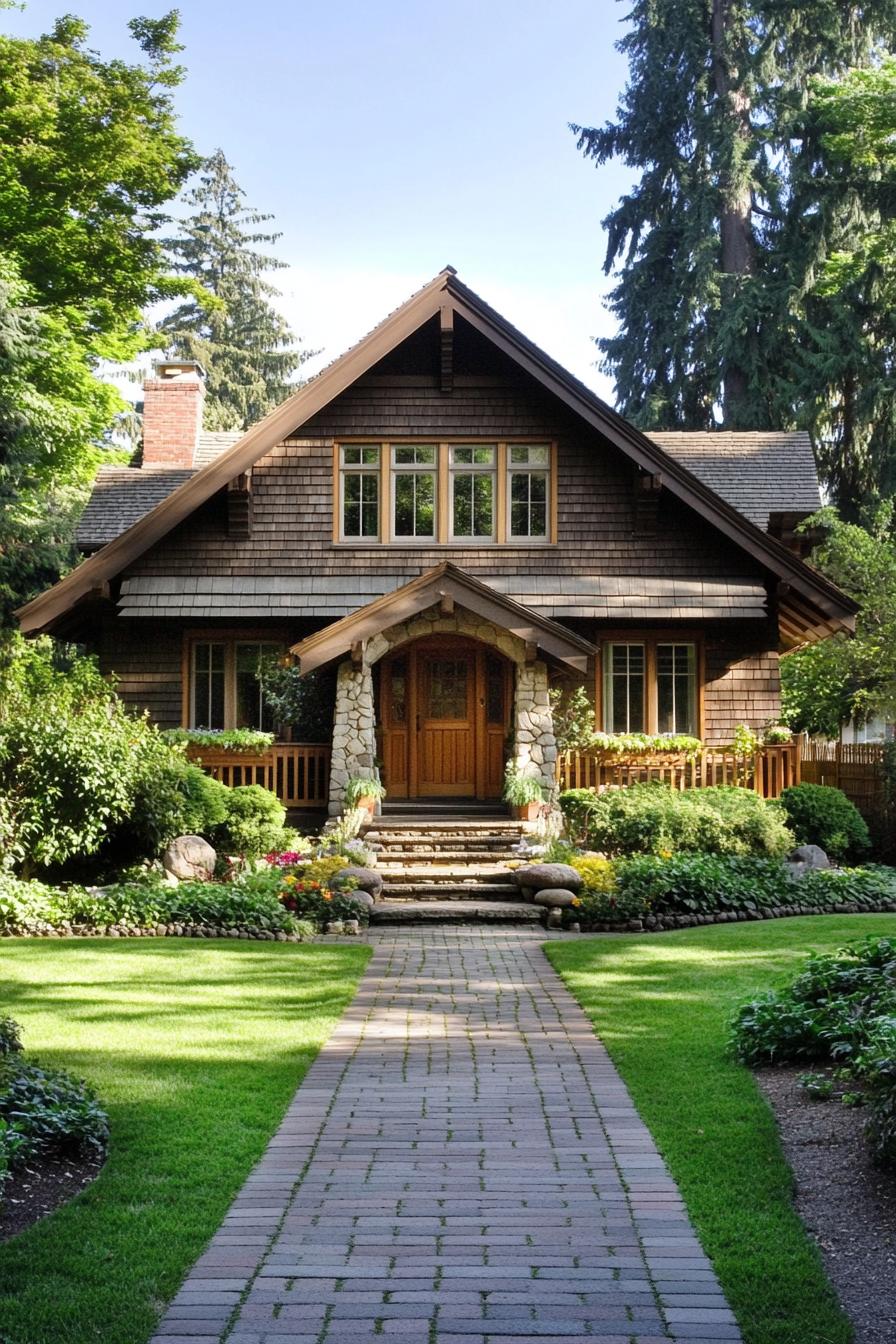 Rustic Craftsman Cottage Nestled in Lush Greenery