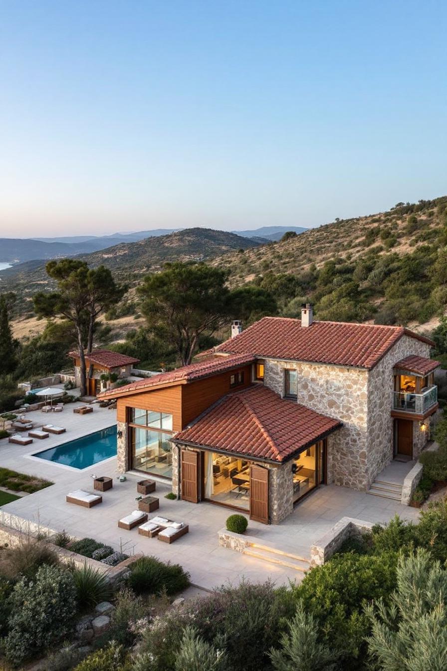 Rustic villa with pool and stunning views